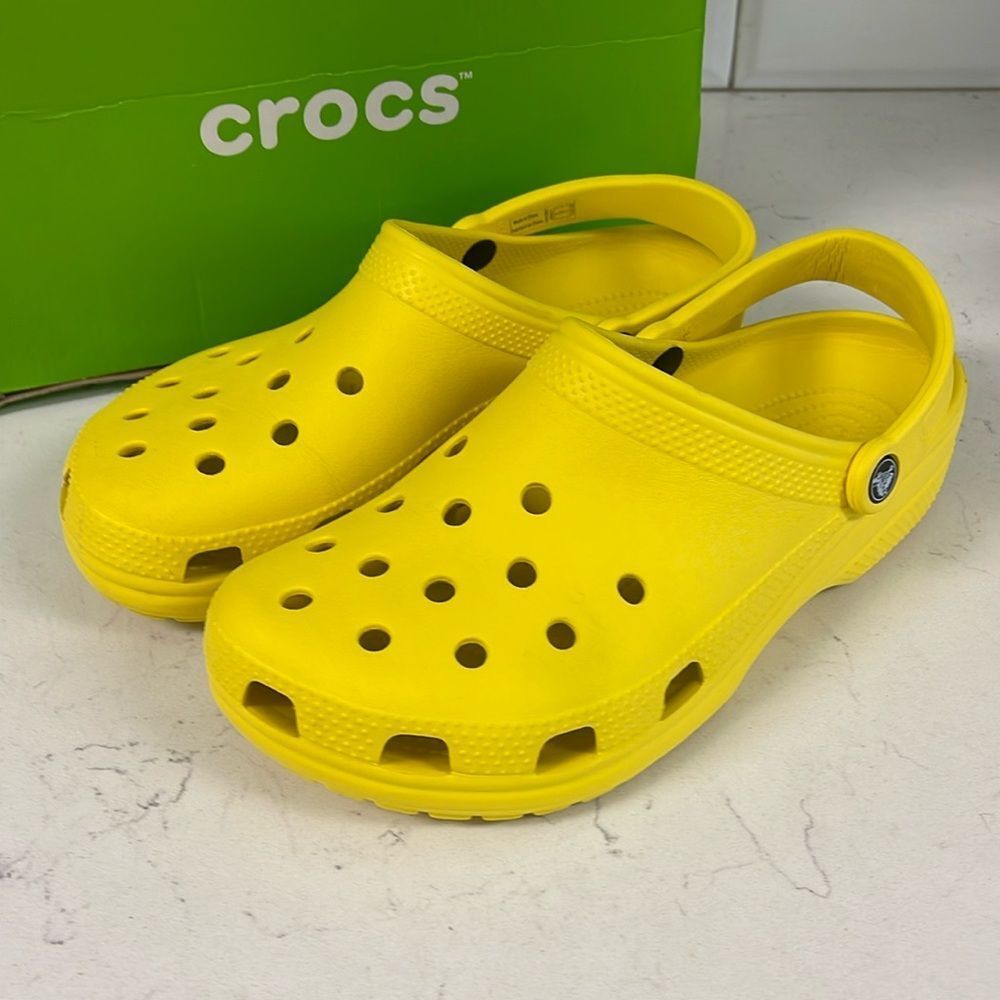 Crocs Classic Clog Yellow - Lemon Fun Rubber Shoes Unisex Adult M9/ W11